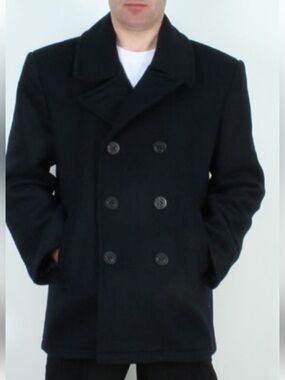 Defense logistics agency men’s quarterdeck collection naval pea coat wool siz 42